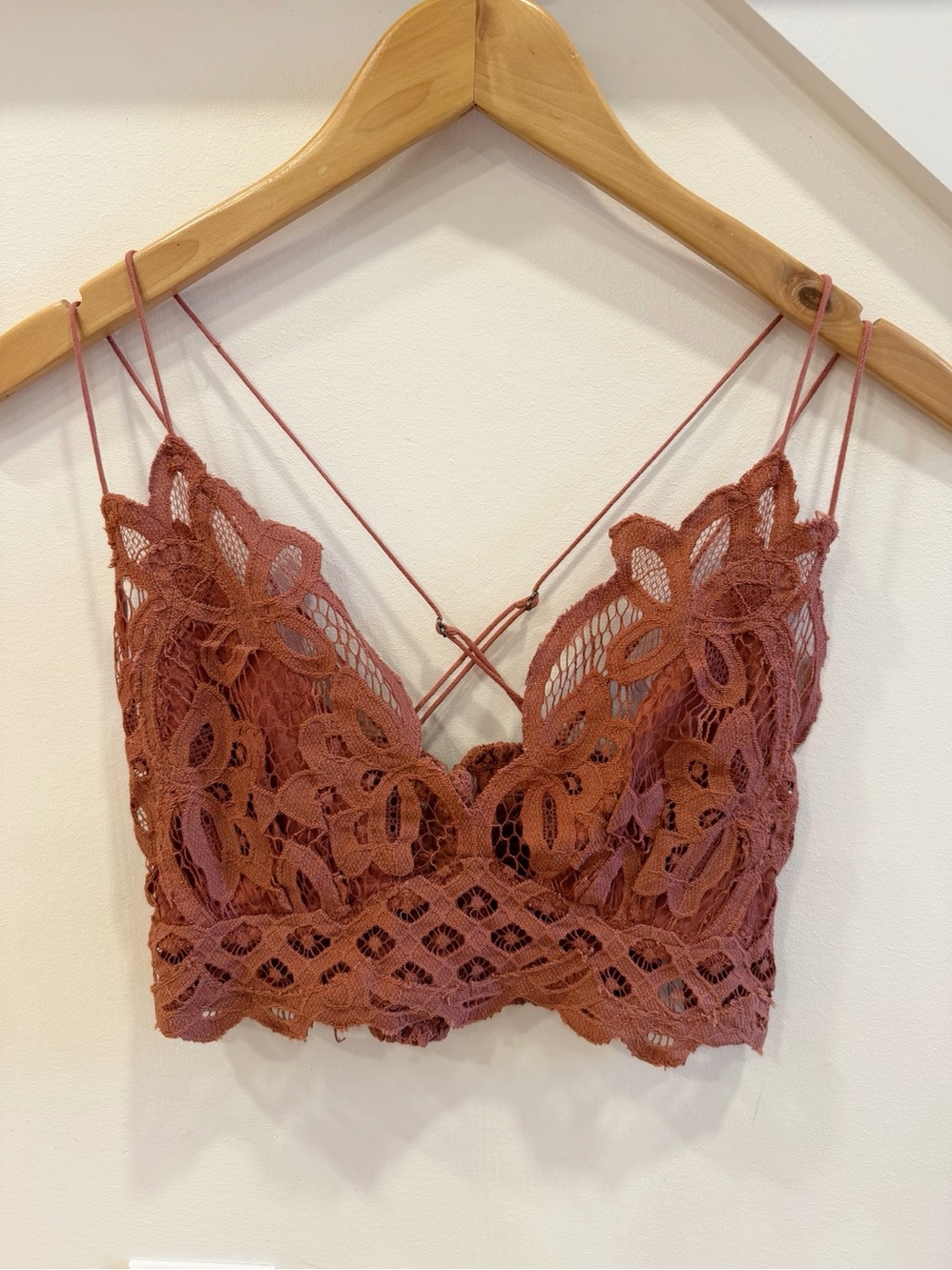 Free People Lace Crochet Bra Copper